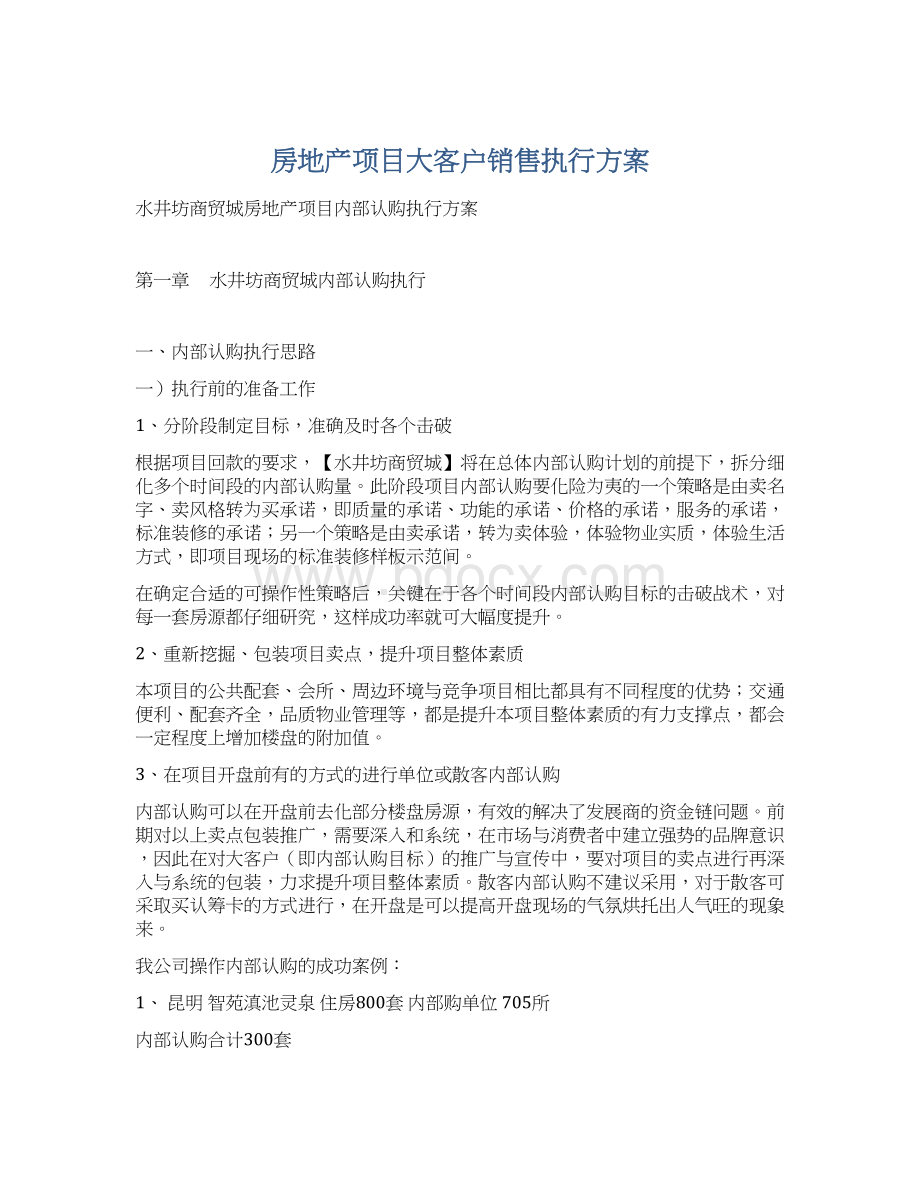 房地产项目大客户销售执行方案Word格式.docx_第1页