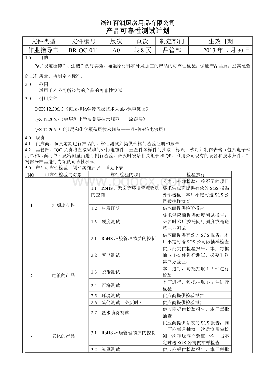 产品可靠性检验计划.doc