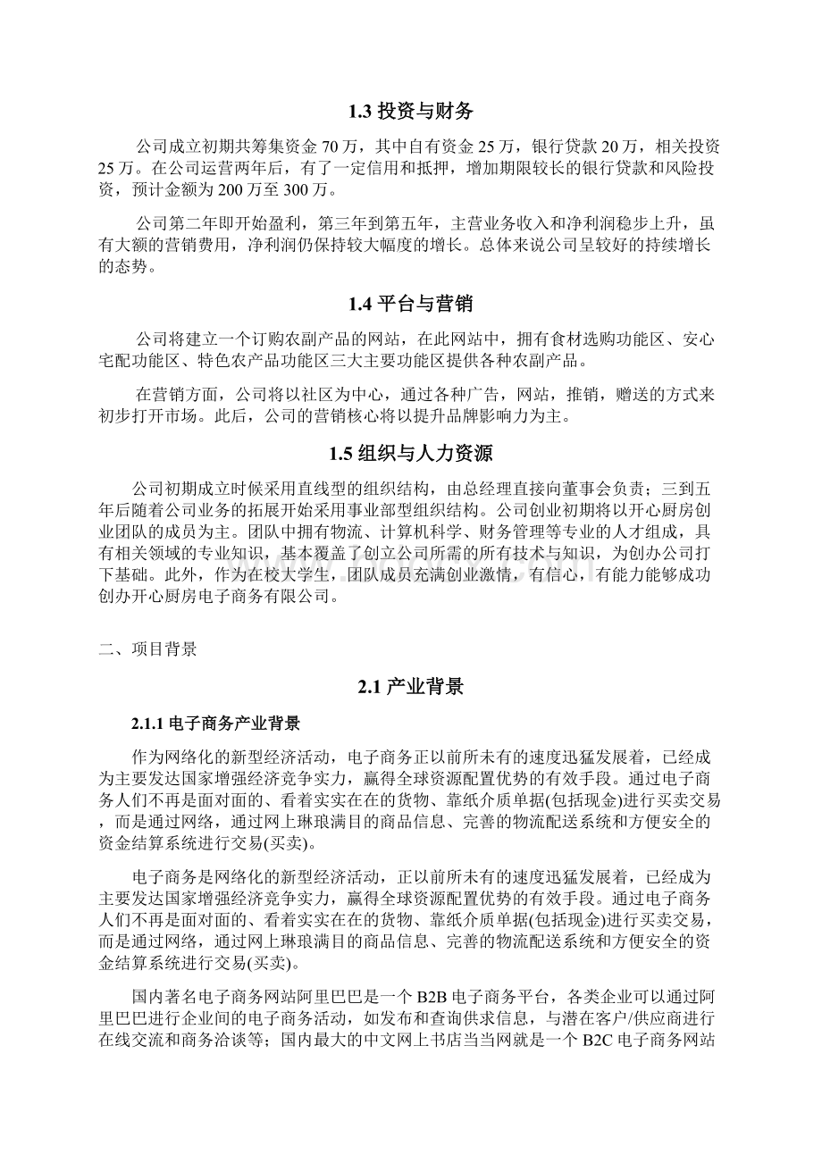 整编品牌厨房用品电子商务投资运营销售项目商业计划书Word格式文档下载.docx_第2页