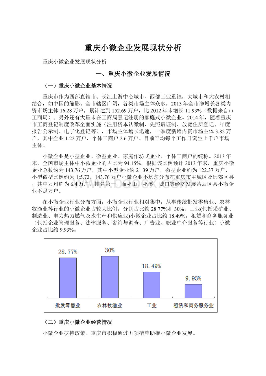 重庆小微企业发展现状分析Word文档格式.docx_第1页