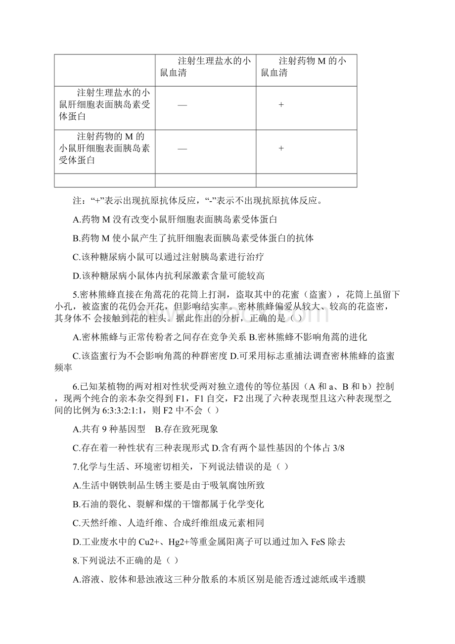 届河北省衡水中学高三下学期六调理科综合试题Word文档下载推荐.docx_第2页