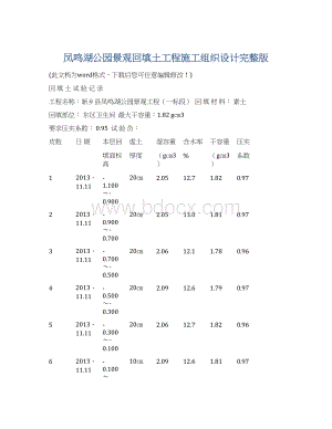 凤鸣湖公园景观回填土工程施工组织设计完整版.docx