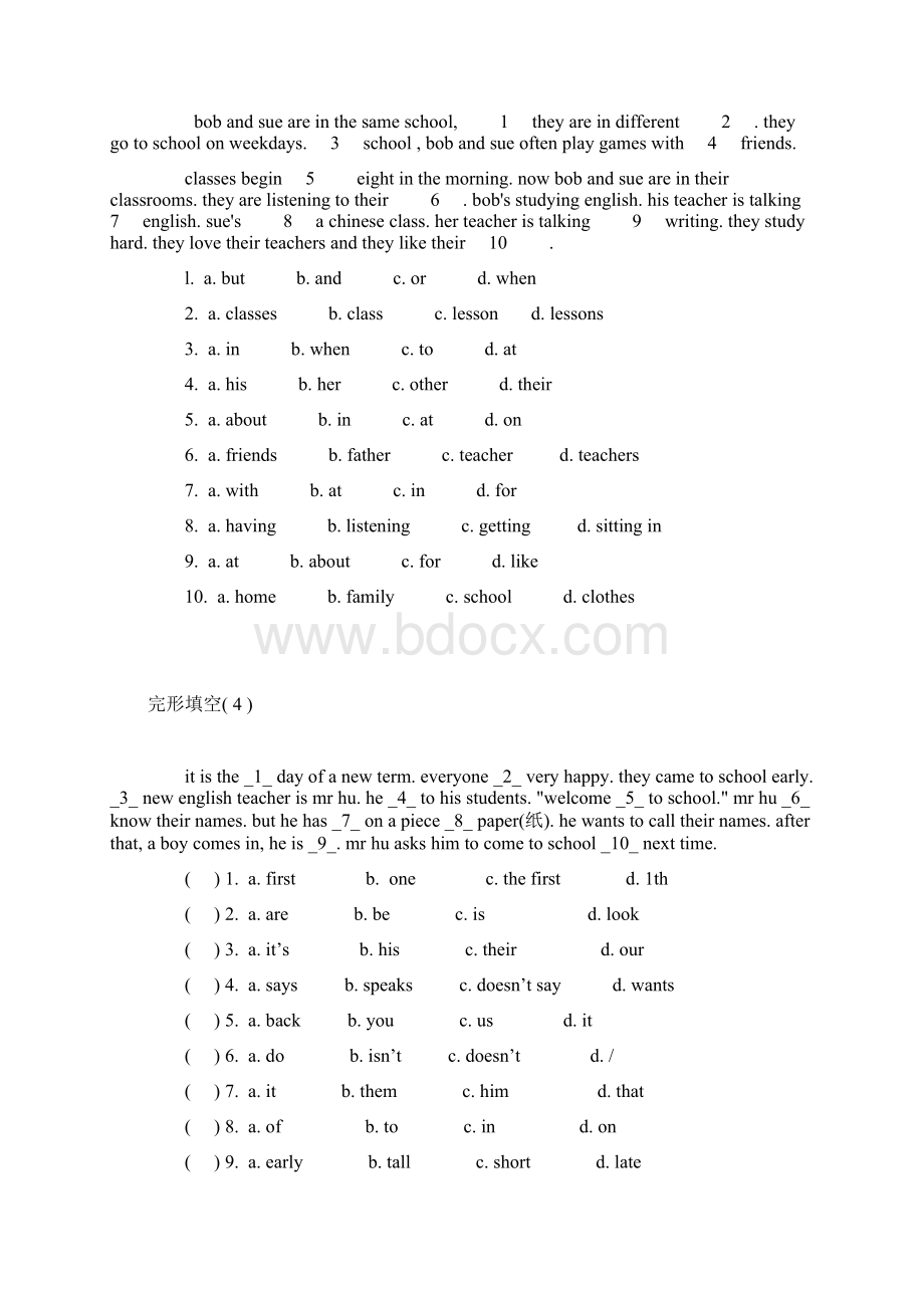 初中英语完形填空13篇及答案详解docWord文件下载.docx_第2页