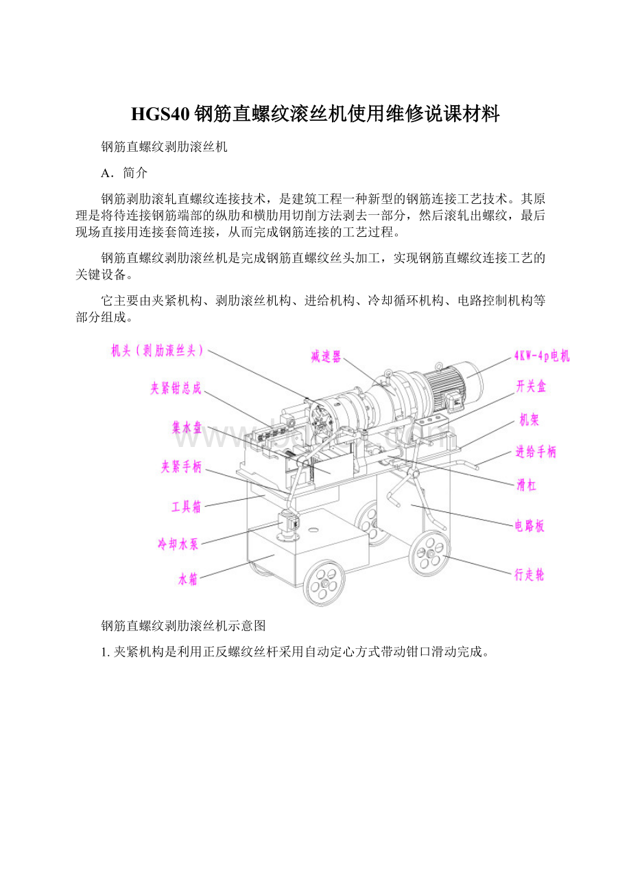 HGS40钢筋直螺纹滚丝机使用维修说课材料Word格式.docx_第1页