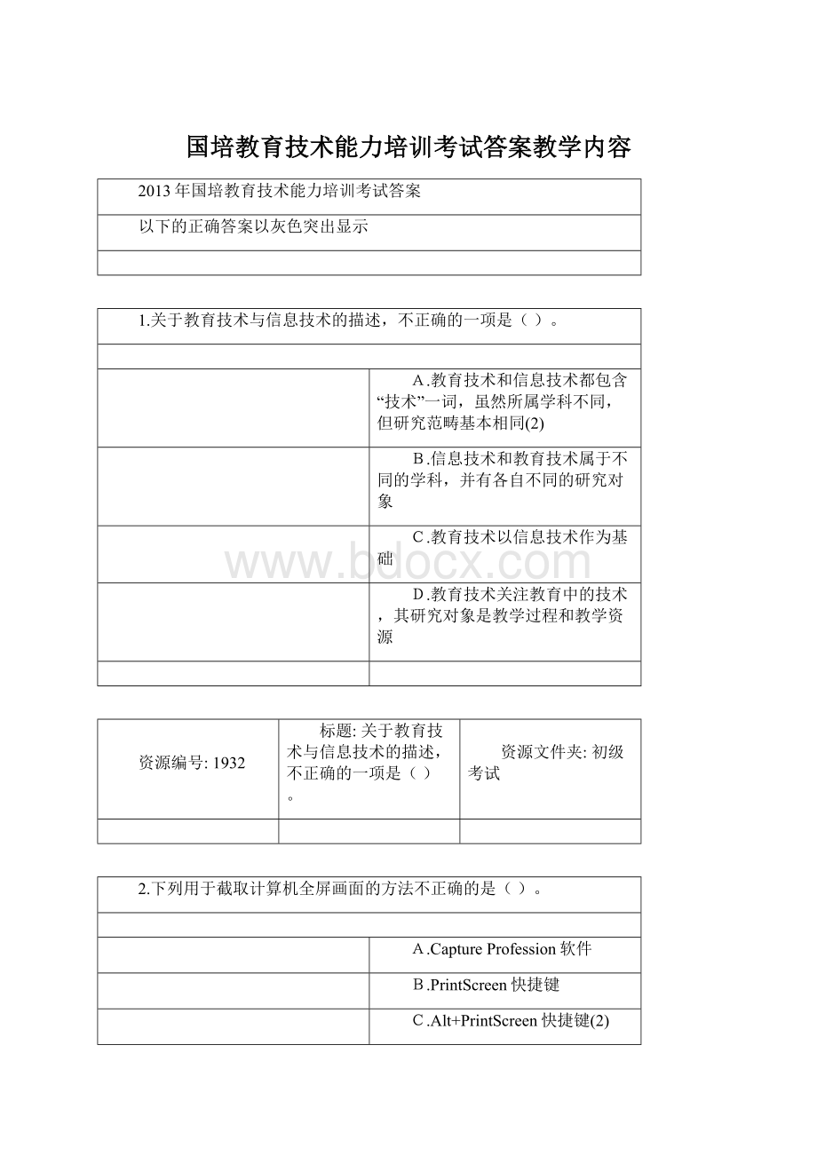 国培教育技术能力培训考试答案教学内容.docx