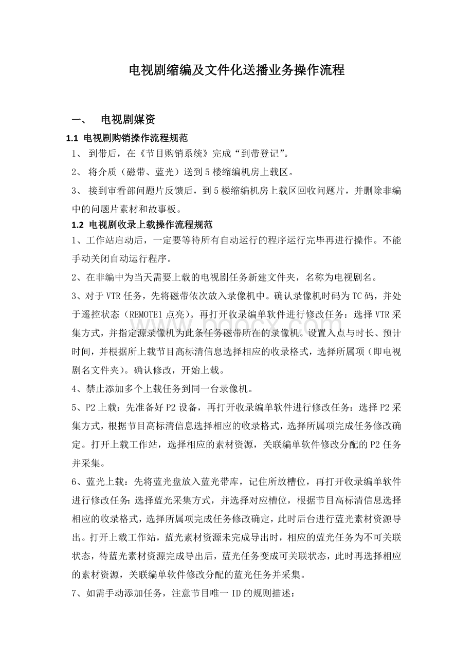 电视剧缩编网及文件化送播业务操作流程规范.docx_第1页