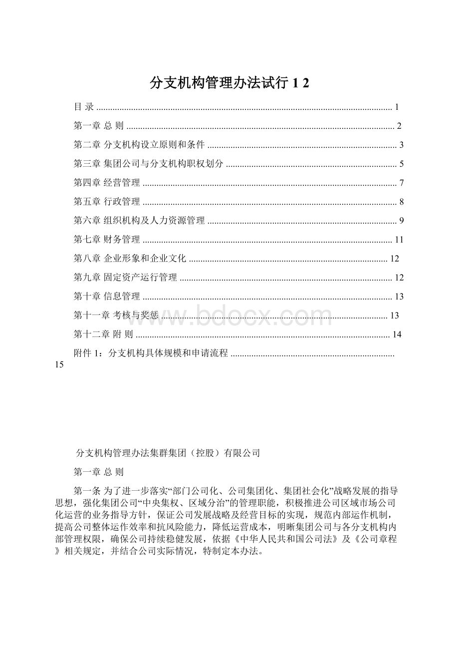 分支机构管理办法试行1 2Word格式.docx