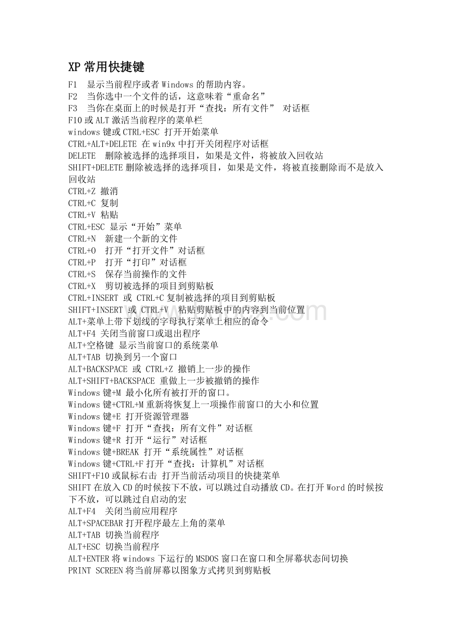 电脑及办公软件操作常用快捷键.wps资料文档下载