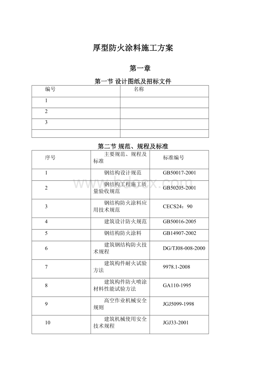 厚型防火涂料施工方案.docx_第1页