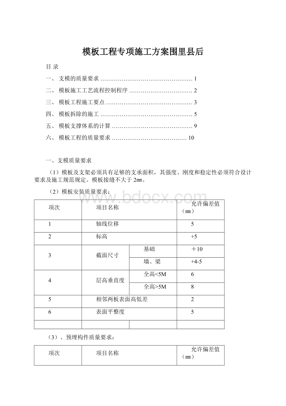 模板工程专项施工方案围里县后.docx_第1页