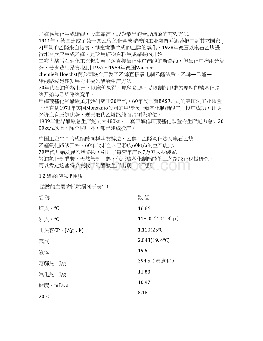 年产10万吨醋酸工艺设计毕业设计Word文档下载推荐.docx_第2页