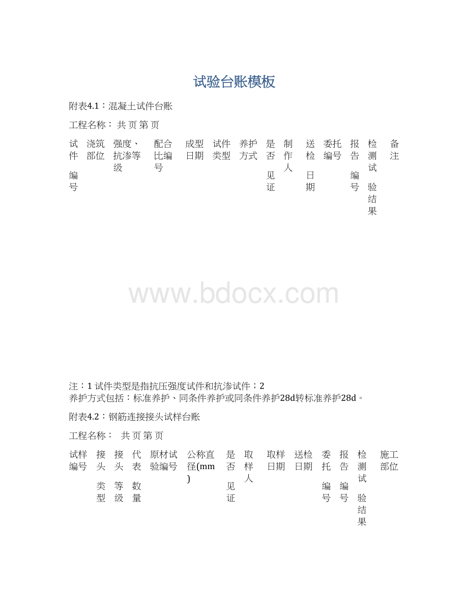 试验台账模板Word格式文档下载.docx_第1页