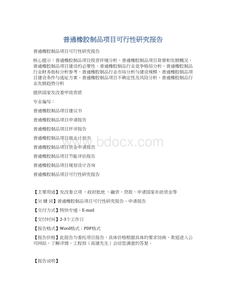 普通橡胶制品项目可行性研究报告.docx_第1页