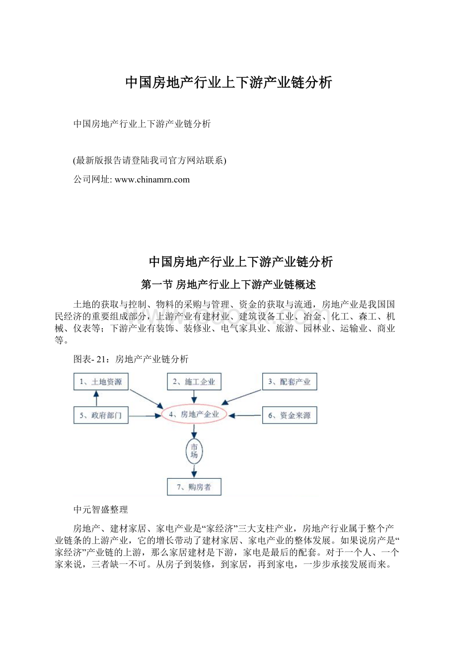 中国房地产行业上下游产业链分析Word文档下载推荐.docx