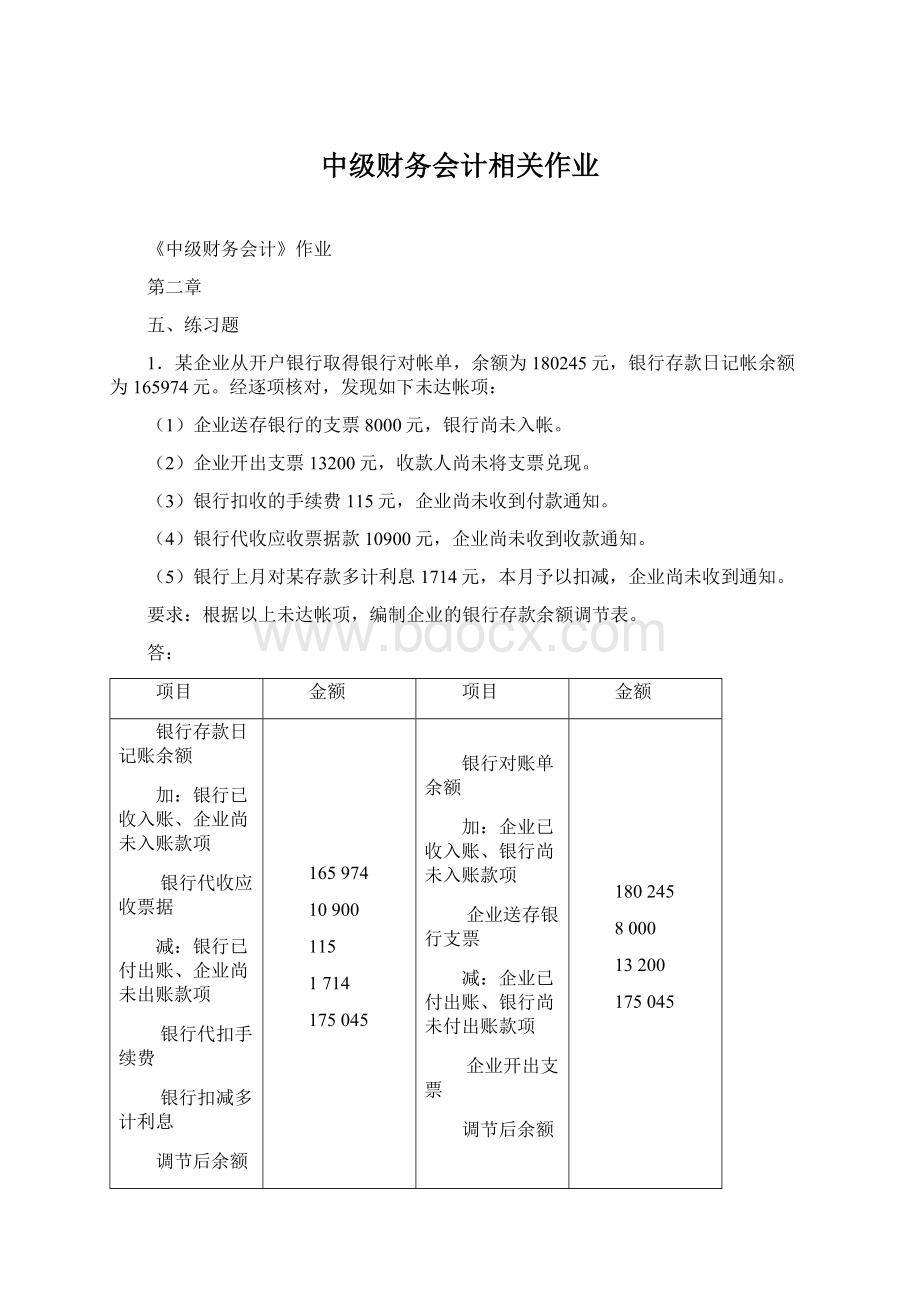 中级财务会计相关作业Word格式.docx_第1页