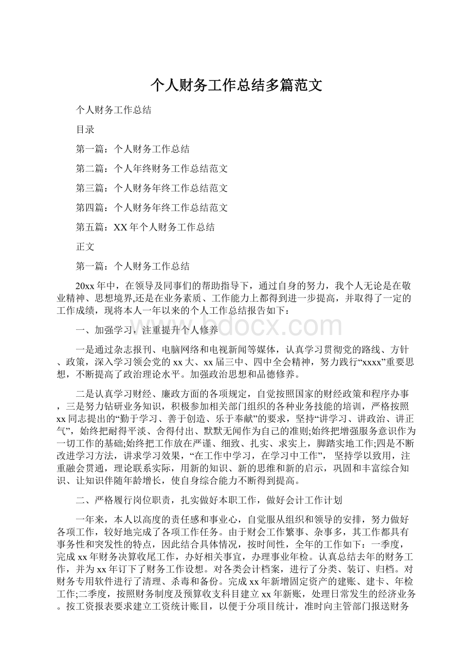 个人财务工作总结多篇范文.docx