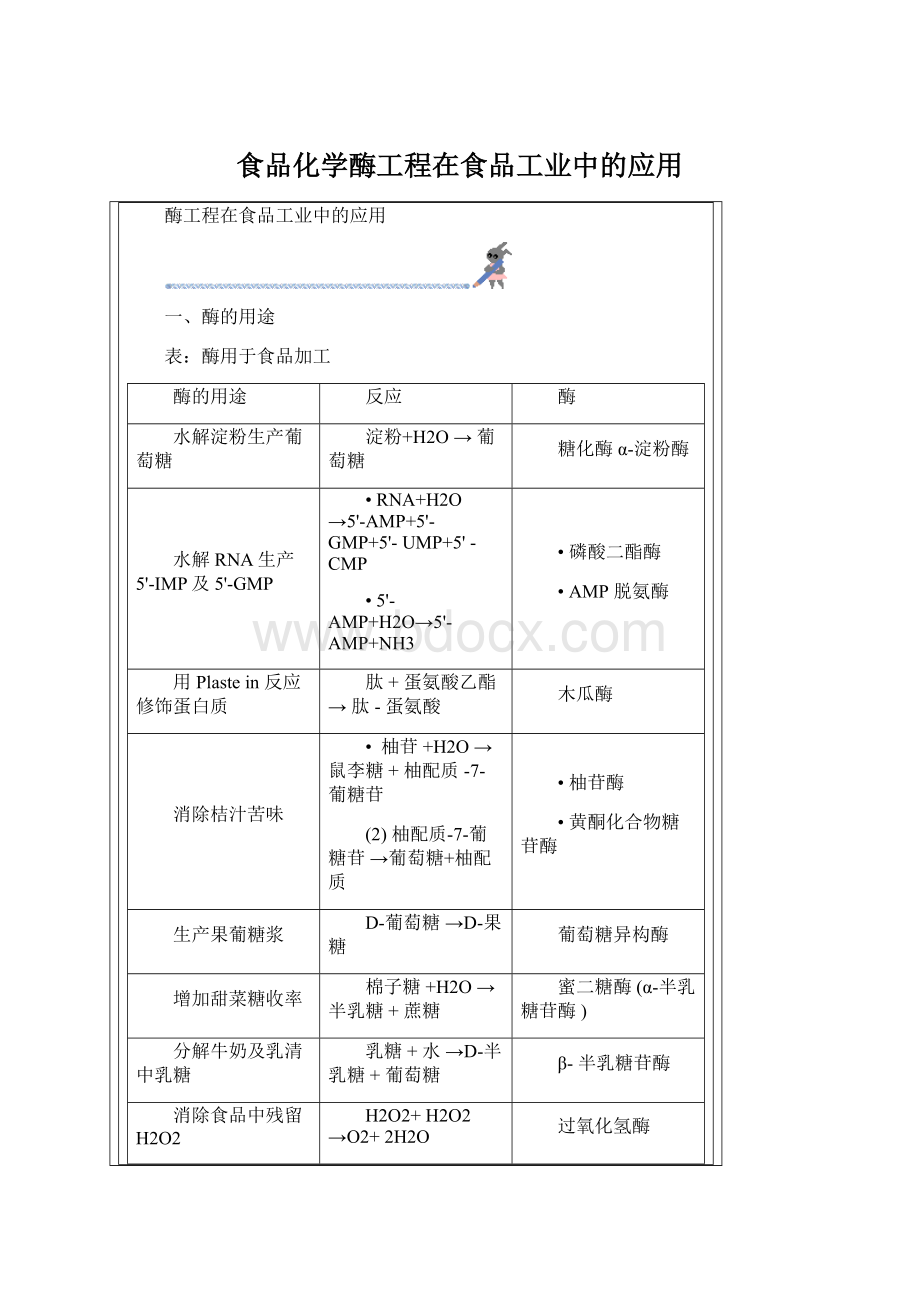 食品化学酶工程在食品工业中的应用.docx_第1页