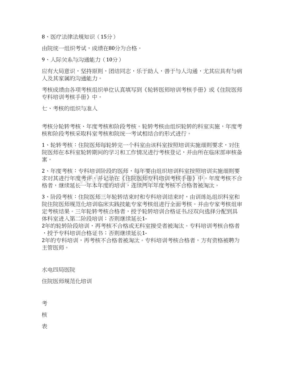 住院医师规范化培训管理制度考核表 文档共10页Word文档格式.docx_第3页