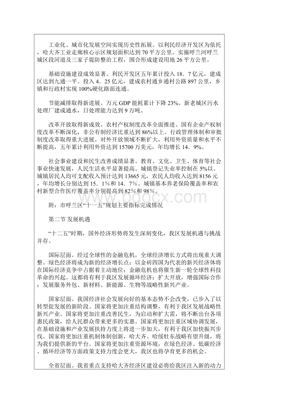 呼兰区国民经济和社会发展第十二个五年规划Word文档下载推荐.docx_第2页