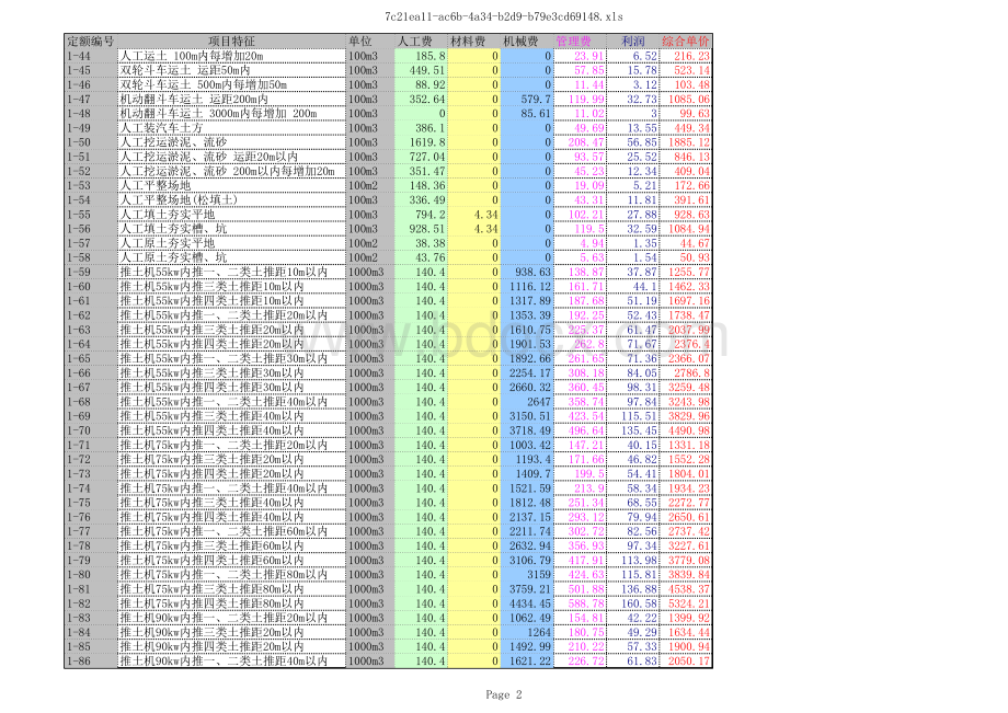 江苏省市政定额计价表excel版表格文件下载.xls_第2页