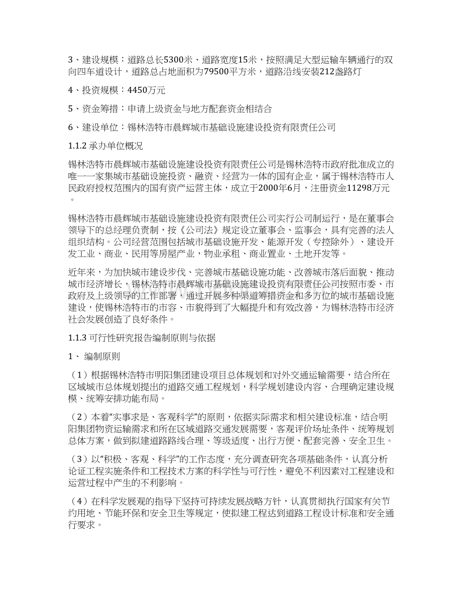 强烈推荐明阳集团配套道路工程可行性研究报告文档格式.docx_第2页