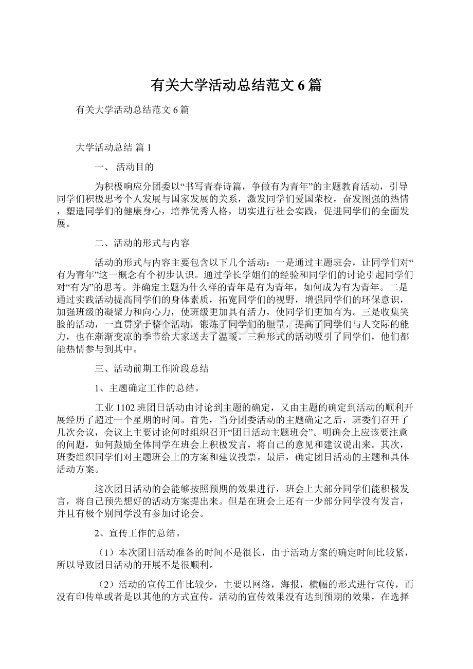 有关大学活动总结范文6篇.docx