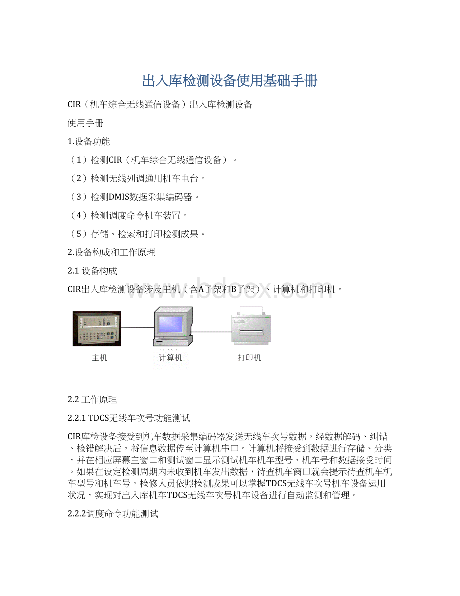 出入库检测设备使用基础手册Word格式.docx