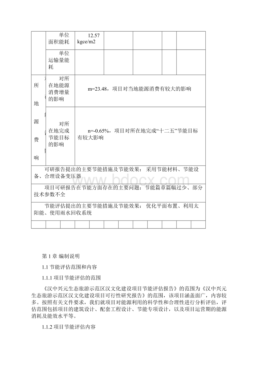 完整版汉中兴元生态旅游示范区汉文化建设项目节能评估报告Word文档下载推荐.docx_第3页