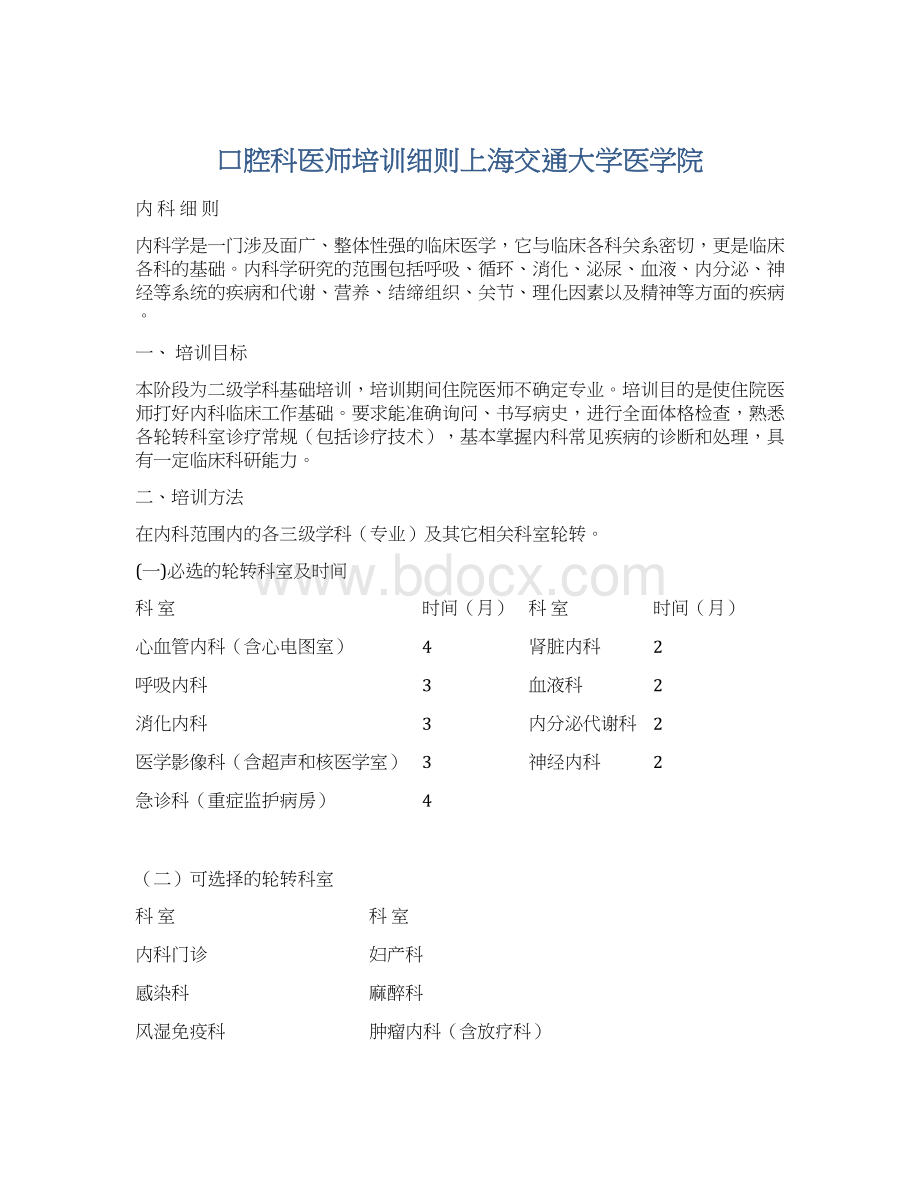 口腔科医师培训细则上海交通大学医学院.docx_第1页