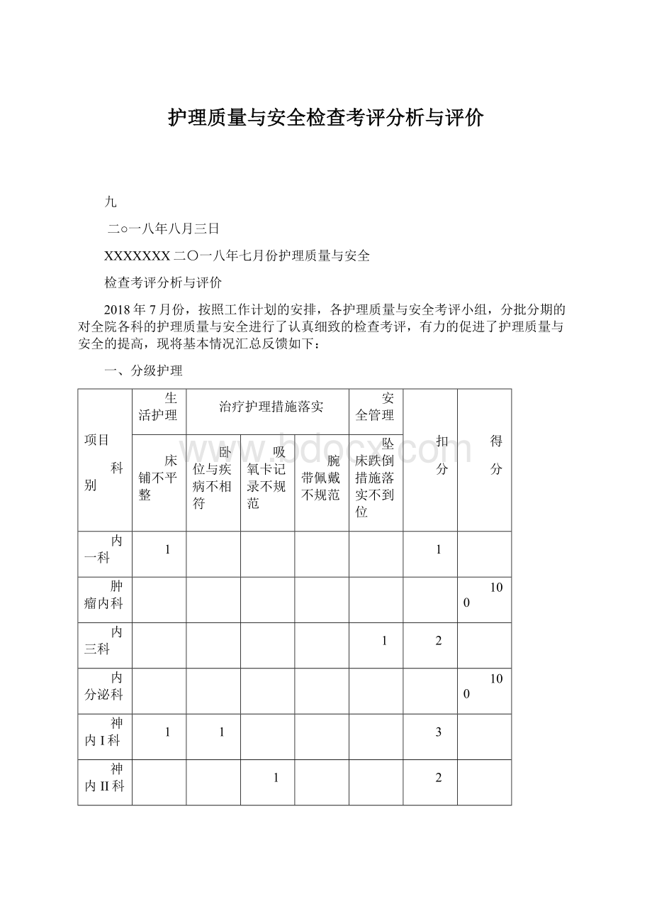 护理质量与安全检查考评分析与评价.docx_第1页