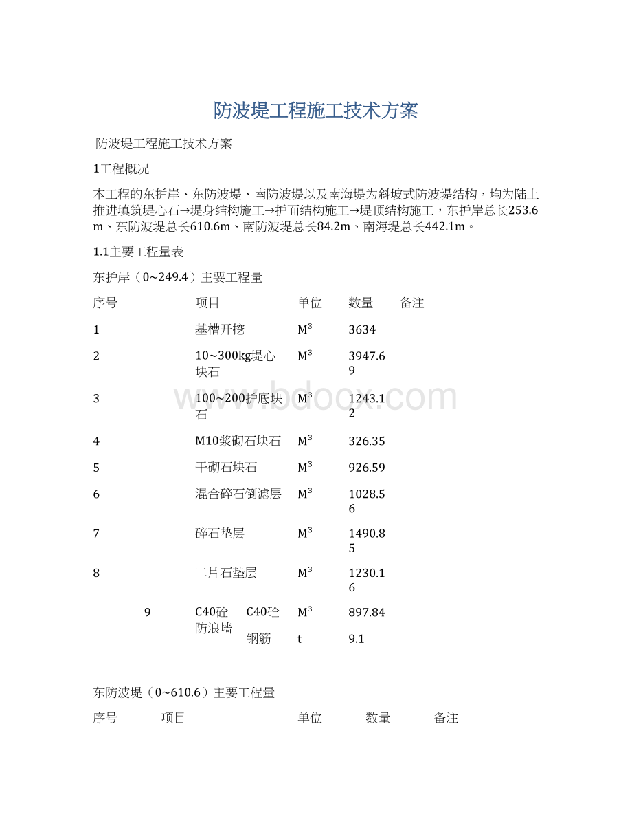 防波堤工程施工技术方案.docx