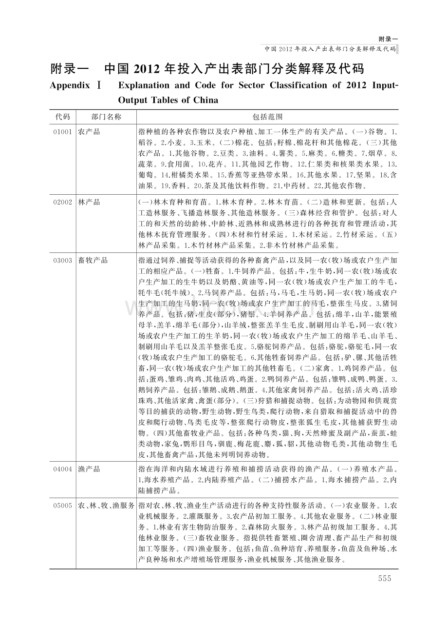 中国2012年投入产出表部门分类解释及代码.pdf_第1页