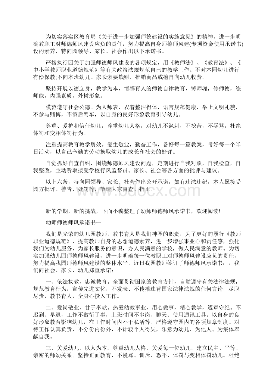 师德师风承诺书Word格式文档下载.docx_第2页