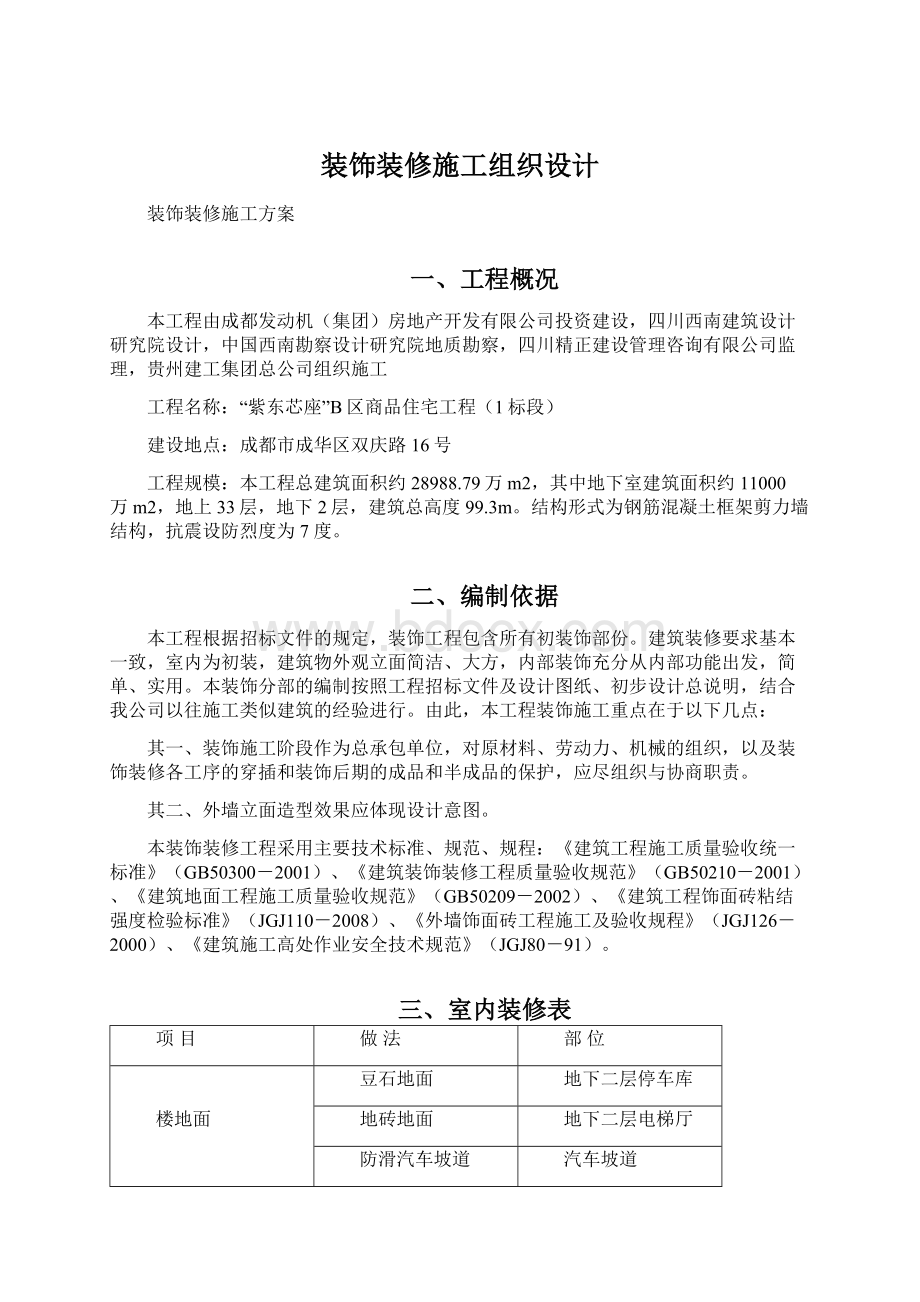 装饰装修施工组织设计文档格式.docx