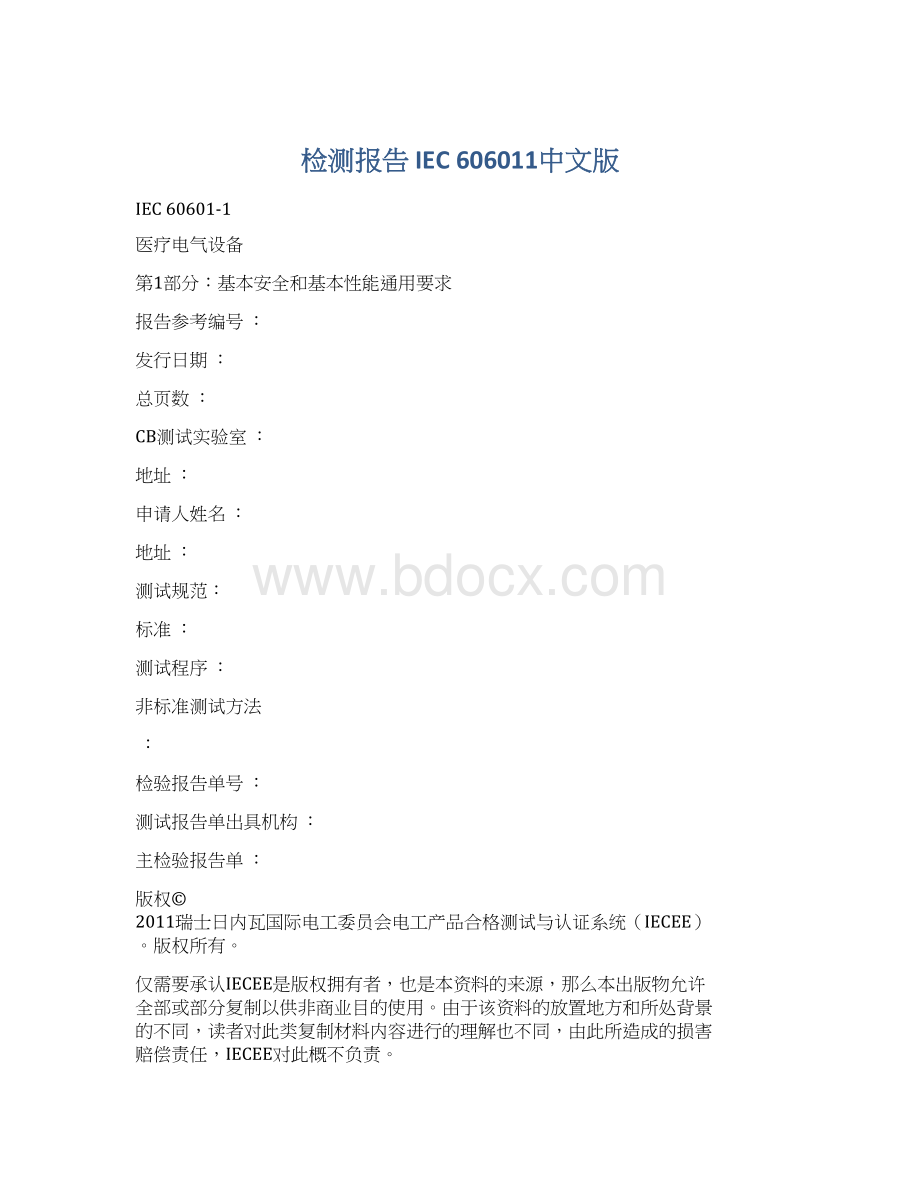 检测报告 IEC 606011中文版Word格式.docx