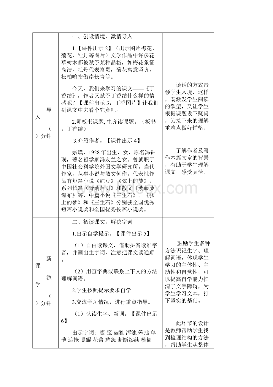 部编版六年级语文上册第2课《丁香结》优质教案Word文件下载.docx_第2页