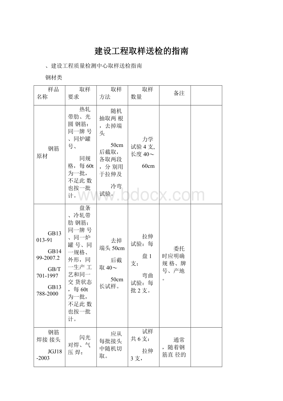 建设工程取样送检的指南Word文档下载推荐.docx