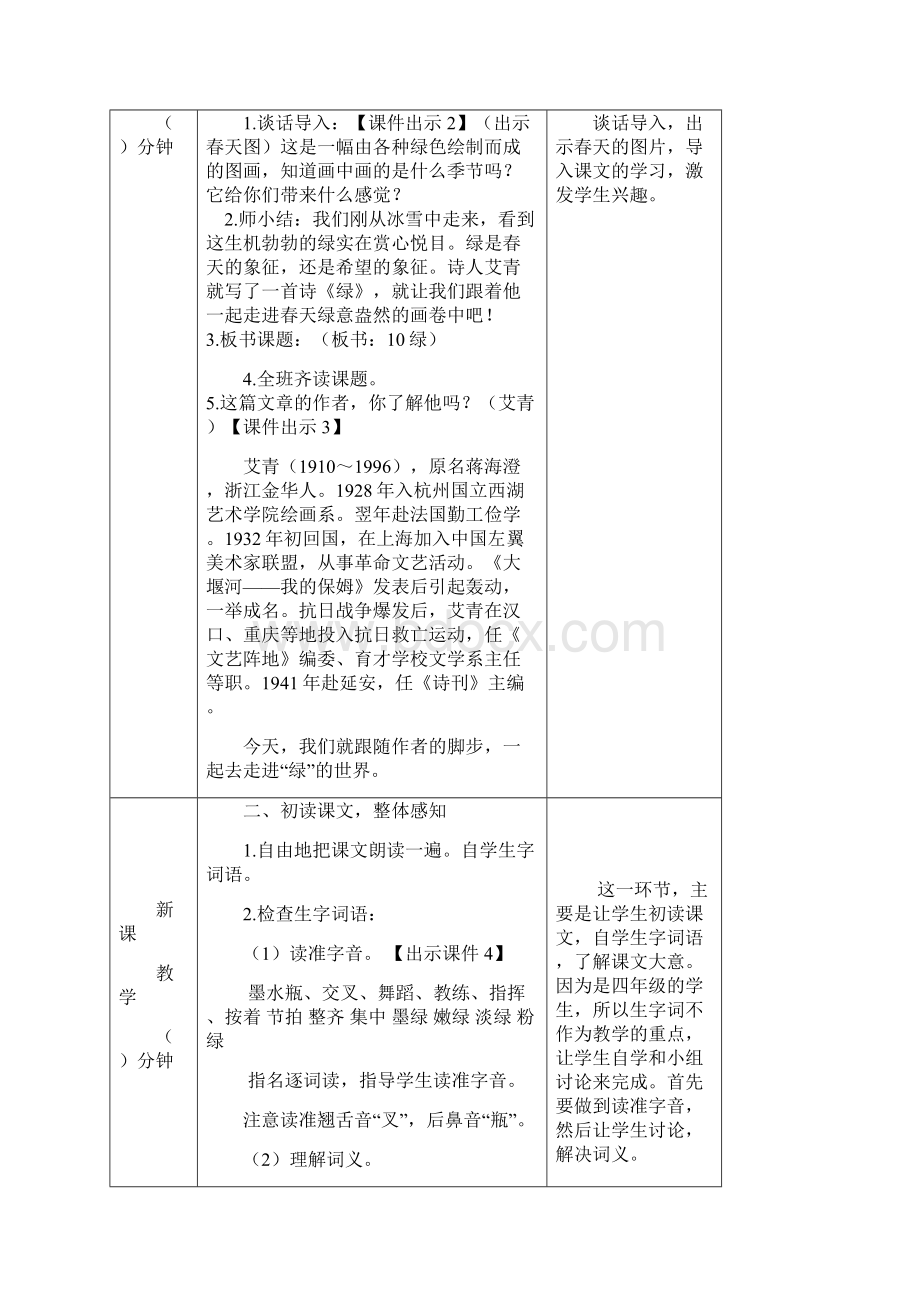 《10绿》公开课优秀教学设计及说课稿Word文档下载推荐.docx_第2页