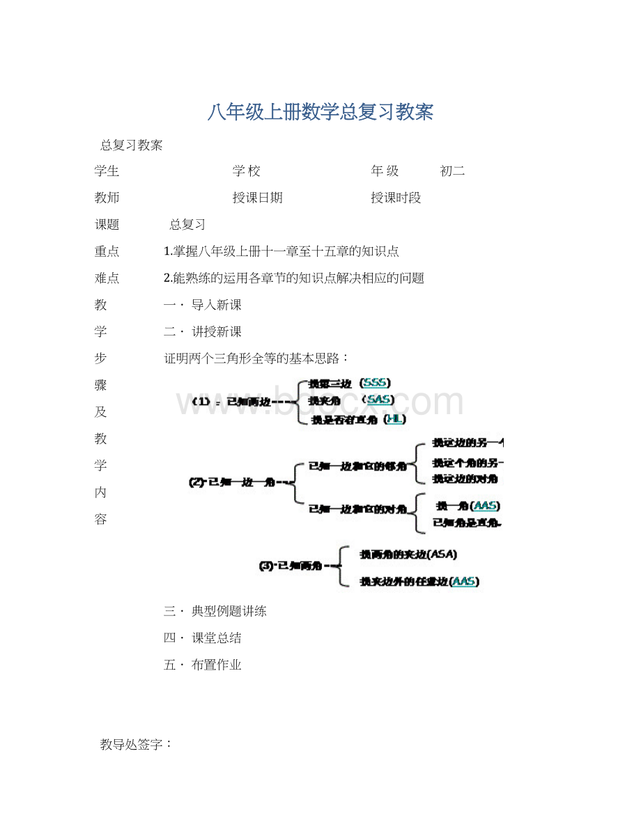 八年级上册数学总复习教案.docx