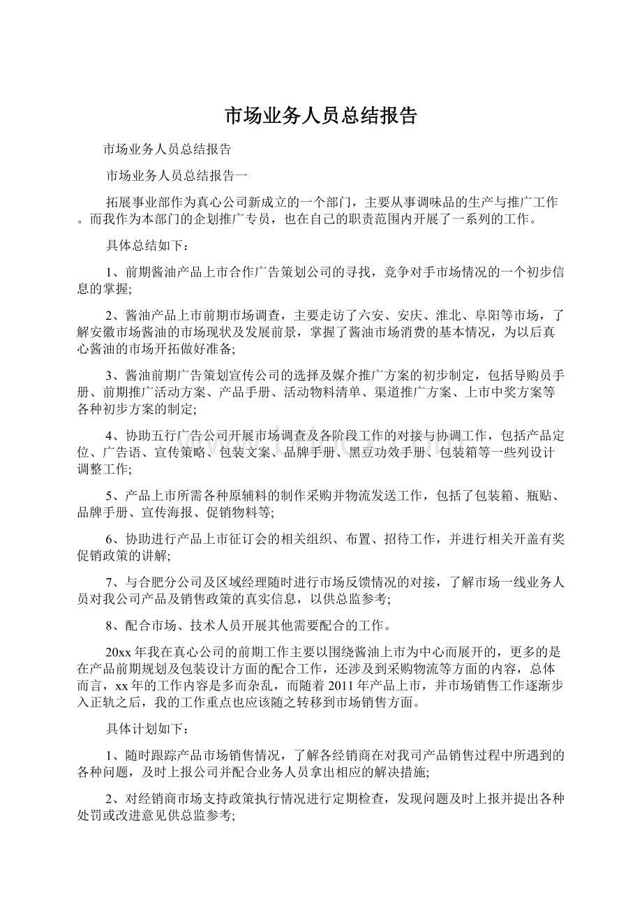 市场业务人员总结报告Word文件下载.docx_第1页