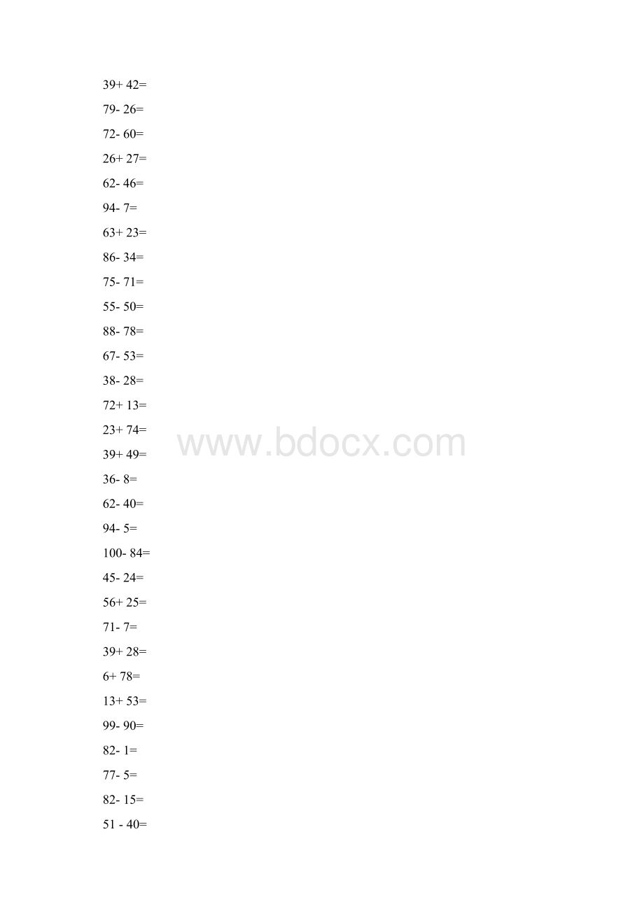 100以内的加减法及混合练习题500道Word文档格式.docx_第3页