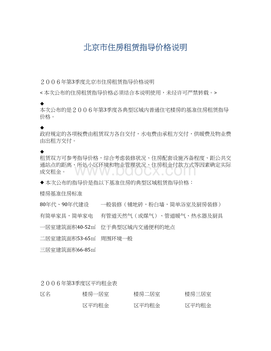 北京市住房租赁指导价格说明Word格式文档下载.docx_第1页