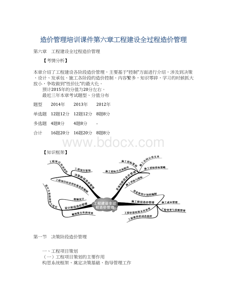 造价管理培训课件第六章工程建设全过程造价管理.docx