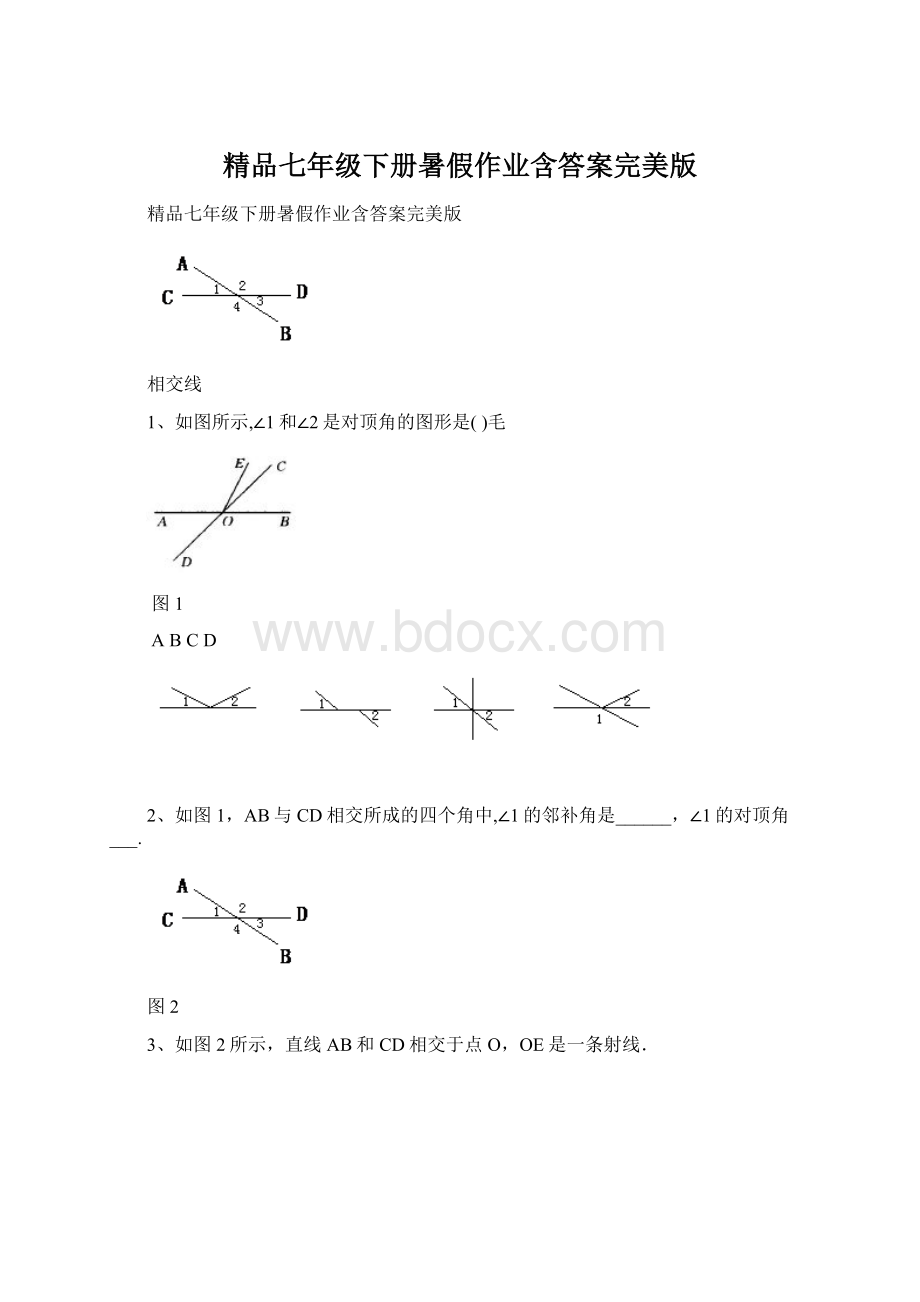 精品七年级下册暑假作业含答案完美版.docx_第1页