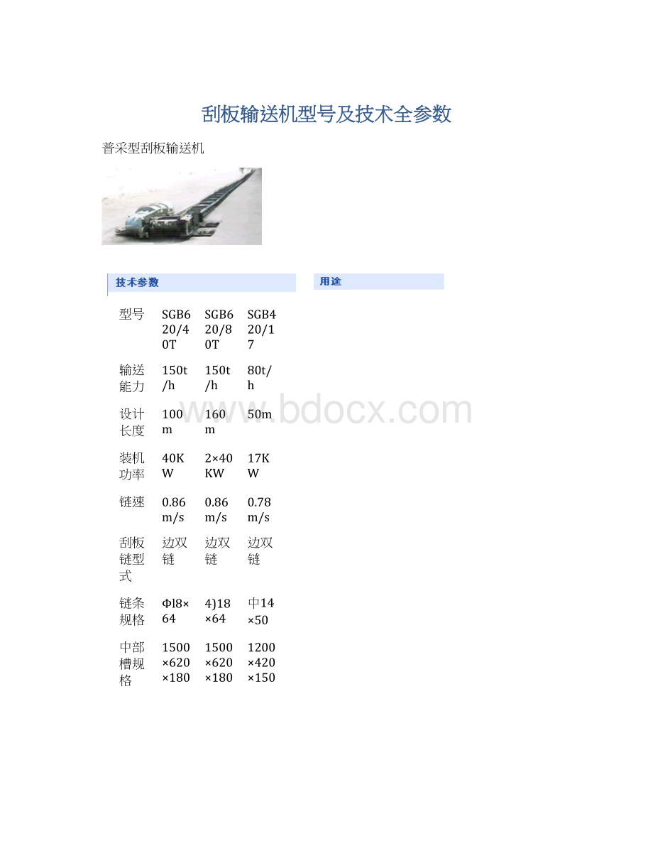 刮板输送机型号及技术全参数Word文档下载推荐.docx