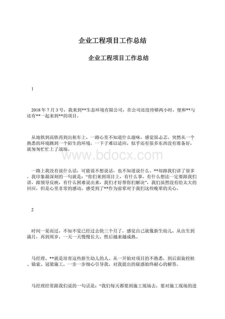 企业工程项目工作总结Word格式.docx_第1页