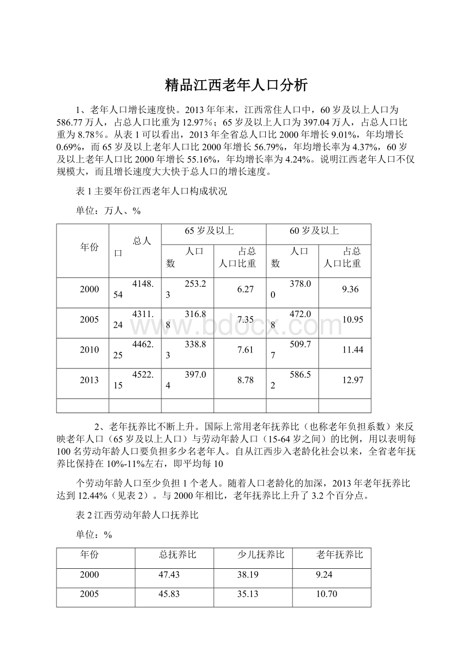 精品江西老年人口分析Word格式文档下载.docx