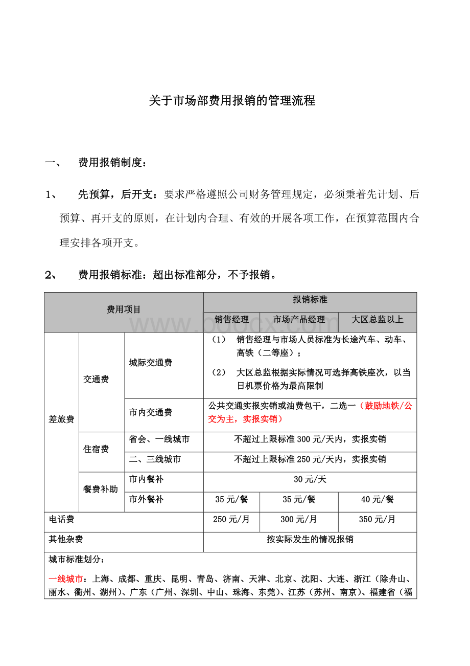 关于市场部费用报销的管理流程.docx