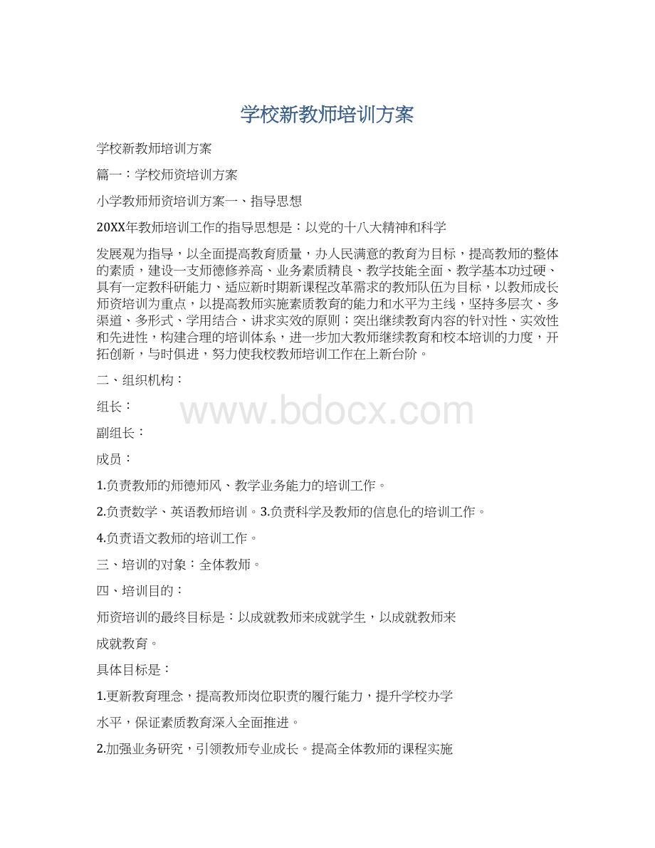 学校新教师培训方案.docx