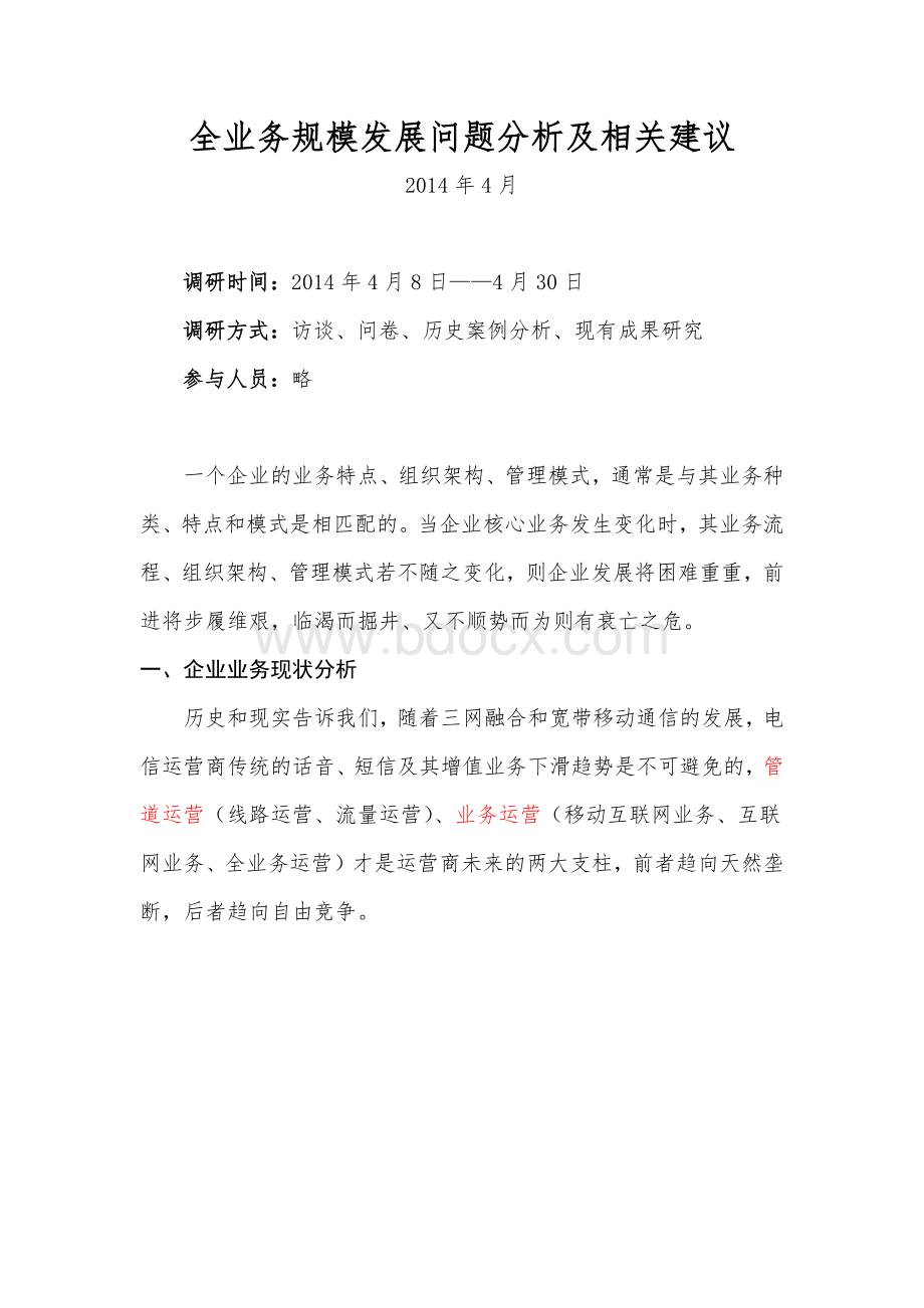 全业务规模发展问题分析及相关建议.docx